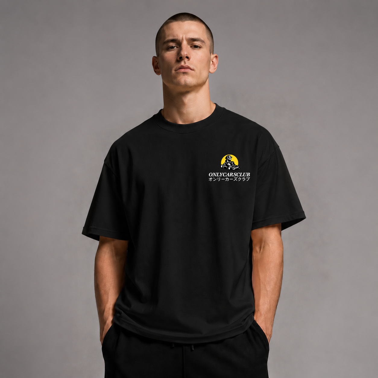 Camiseta streetwear preta Only Cars, vista frontal
